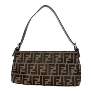 FENDI Brown Canvas Zucca Shoulder Bag